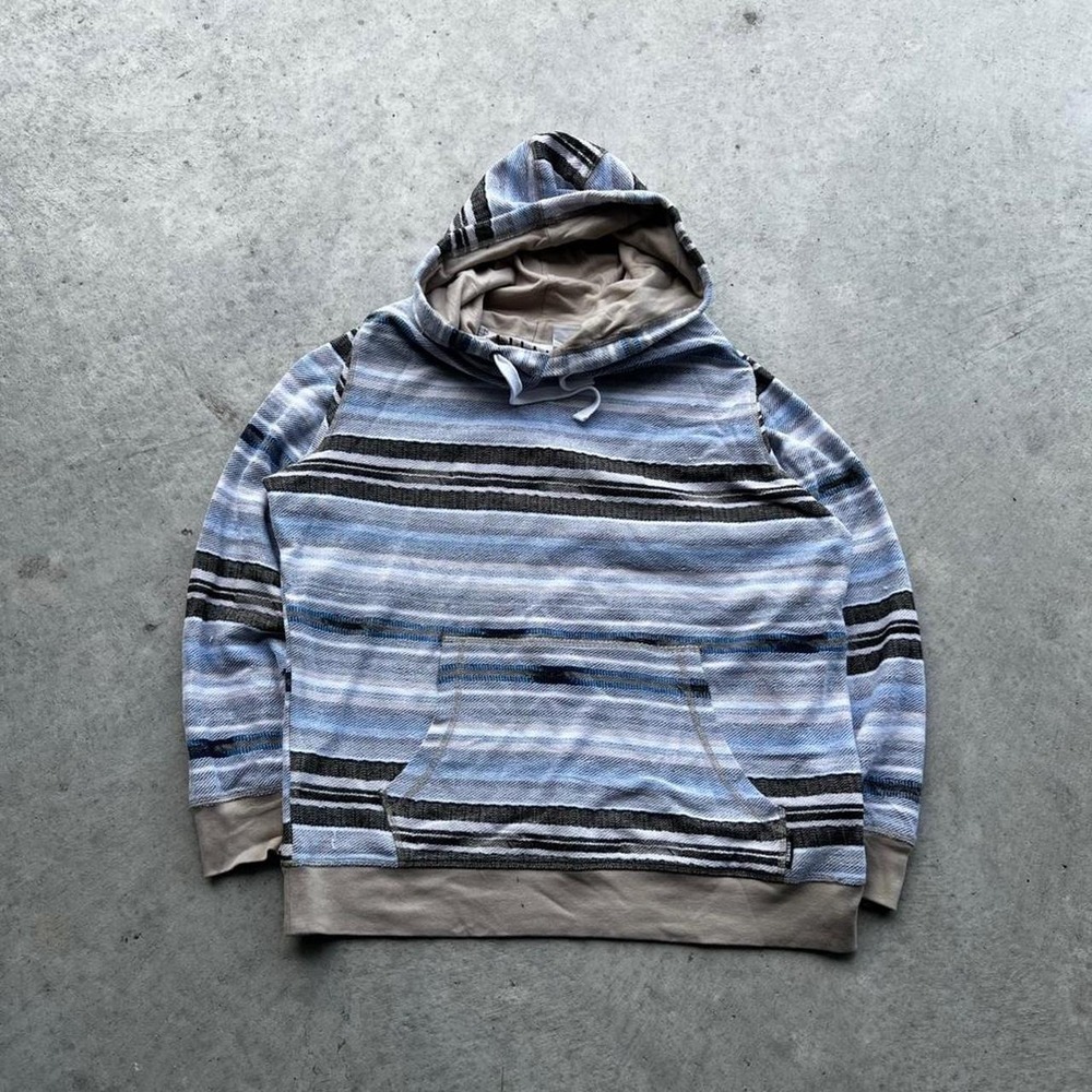 Blue and tan striped Cinch hoodie Essential